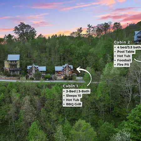 2 Cabins & Views For Miles Hot Tubs Pool Table
